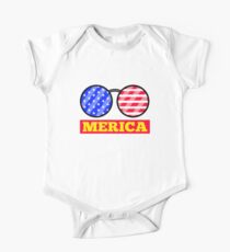 Merica Sunglasses USA Flag Independence Day One Piece - Short Sleeve