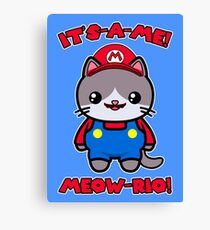 Cat Cute Funny Kawaii Mario Parody Canvas Print