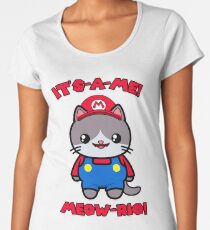 Kawaii Cat Cute Funny Mario Parody Women's Premium T-Shirt
