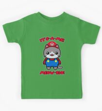 Funny Cute Cat Kawaii Mario Parody Kids Tee