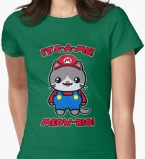Funny Cute Cat Kawaii Mario Parody Women's Fitted T-Shirt