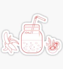 Jar with smoothies and ingredients for smoothie. Sticker