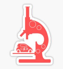 Microscope, electric car. Sticker