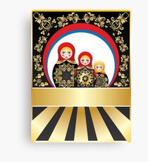 Colorful matryoshka dolls with gold floral Canvas Print