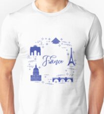 Famous buildings of Paris. Symbols and landmarks. Unisex T-Shirt