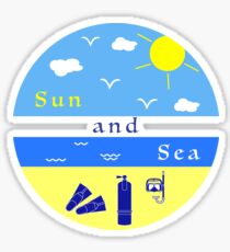 Summer rest. Equipment for diving. Sticker