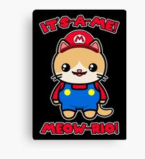Cat Cute Funny Kawaii Mario Parody Canvas Print