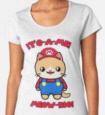 Cat Cute Funny Kawaii Mario Parody Women's Premium T-Shirt
