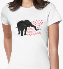 Ride bicycles not elephants. Black elephant, Red text Women's Fitted T-Shirt