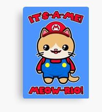 Cute Cat Funny Kawaii Mario Parody Canvas Print