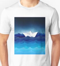 paper boat on sea Unisex T-Shirt