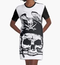 Pirates Adventure Mallorca Merchandise Skull White Graphic T-Shirt Dress