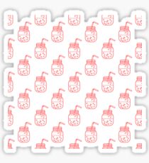 Seamless pattern with smoothie in jars and tubes. Sticker