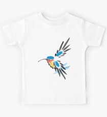 Watercolor blue hummingbird in flight. Kids Tee
