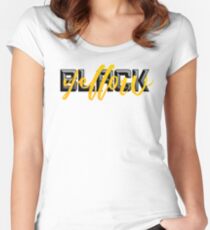 Black and Yellow Pittsburgh Fan Design Women's Fitted Scoop T-Shirt