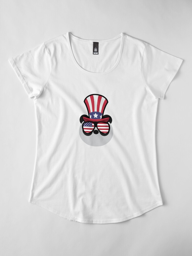 Vista alternativa de Camiseta premium de cuello ancho Panda Happy 4th Of July