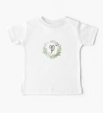 Monogram P Forest Flowers And Leaves Baby Tee