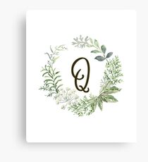 Monogram Q Forest Flowers And Leaves Canvas Print