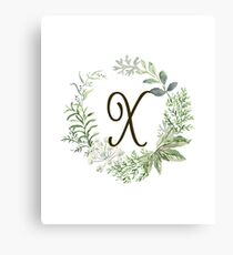 Monogram X Forest Flowers And Leaves Canvas Print