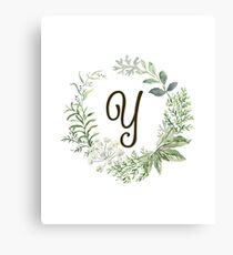 Monogram Y Forest Flowers And Leaves Canvas Print