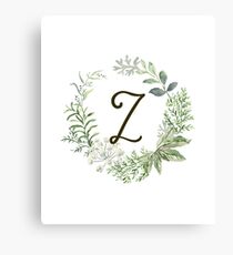 Monogram Z Forest Flowers And Leaves Canvas Print