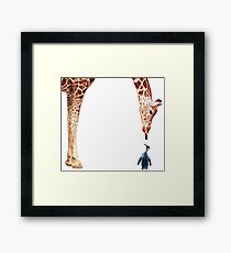 "Licker with Penguin" Giraffe Watercolor Framed Print