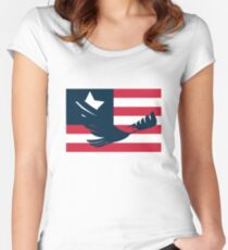 American Eagle with Minimal Flag Women's Fitted Scoop T-Shirt
