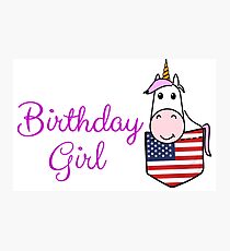 Unicorn 'Birthday girl' USA breast pocket Photographic Print