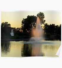 Fountain Catches Last Rays Poster
