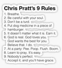 Chris Pratt 9 Rules Sticker