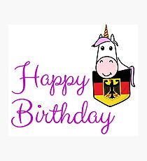 Unicorn 'Happy Birthday' German flag breast pocket Photographic Print
