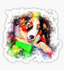 gxp australian shepherd aussie dog puppy splatter watercolor Sticker