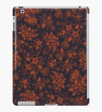 Dark Navy Blue & Orange/Rust Floral Pattern iPad Case/Skin