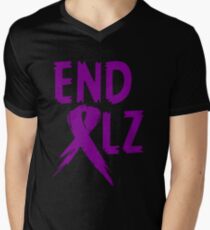 END ALZ Ribbon Alzheimers Awareness Men's V-Neck T-Shirt