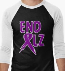 END ALZ Ribbon Alzheimers Awareness Men's Baseball ¾ T-Shirt