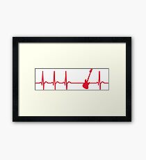 Heartbeat Guitar T-Shirt - Cool Funny Nerdy Comic Graphic Guitarist Guitar Teacher Music Humor Quote Sayings Shirt Gift Gift Idea Framed Print