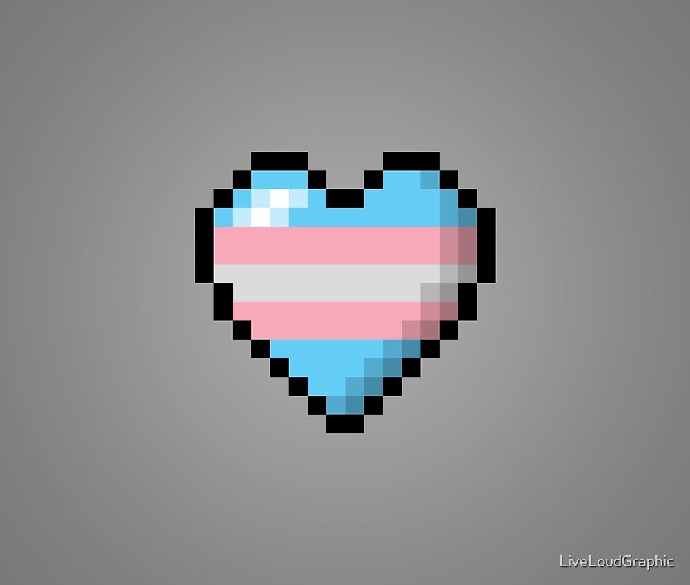 Large Pixel Heart Design in Transgender Pride Flag Colors by LiveLoudGraphic