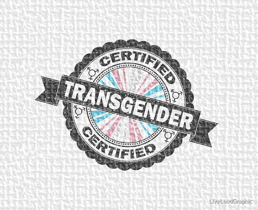 Certified Transgender Pride Seal of Approval with Pride Flag Background by LiveLoudGraphic
