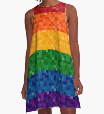 Rainbow Pixel Flag A-Line Dress