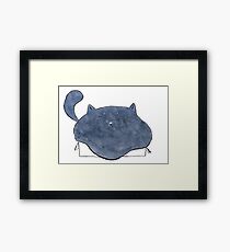 Happy Hand Painted Cat in Box Framed Print