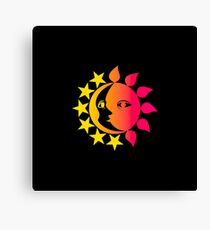 Sun And Moon Day And Night Canvas Print