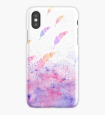 Abstract Watercolor Feathers Pink Blue Splatters iPhone Case