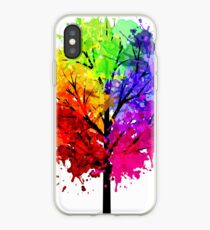 Rainbow Tree With Colour Splats iPhone Case