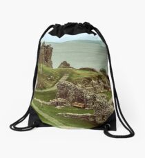 Urquhart Castle C13-17 keep, with Loch Ness in Background to north, Scotland 19840910 0010 Drawstring Bag