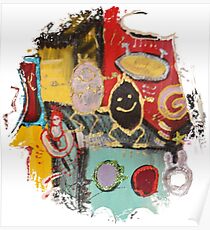 Colorful smiley heads. Abstract art Poster