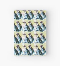 Painterly penguin repeat pattern Hardcover Journal
