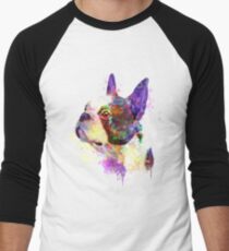 Boston Terrier Watercolor, Boston Terrier Painting, Boston Terrier Portrait, Boston Terrier art, Boston Terrier illustration Men's Baseball ¾ T-Shirt