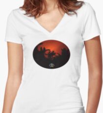 Morning Chat with Apau Hawaii Tours Women's Fitted V-Neck T-Shirt