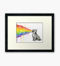 Kitten Puking Rainbow Framed Print