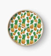 Tropical Pineapple Pattern With Natural White Background Clock